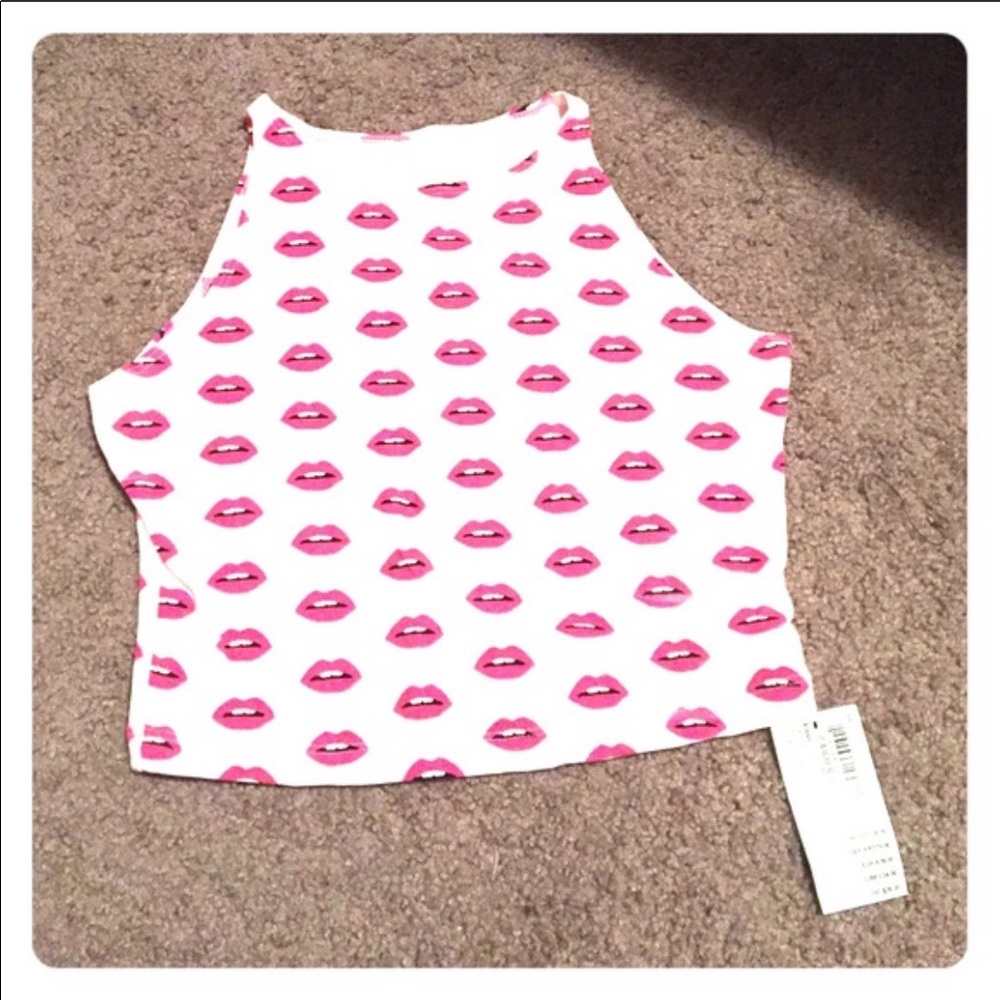 American Apparel Red Lip Crop Top